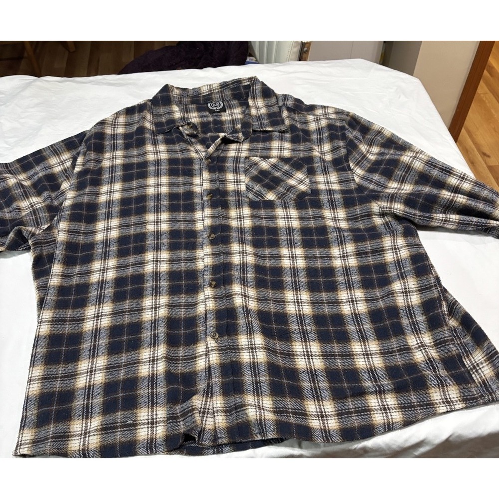 North 15   100% Cotton Flannel Plaid  Soft Button Up Shirt 3XL